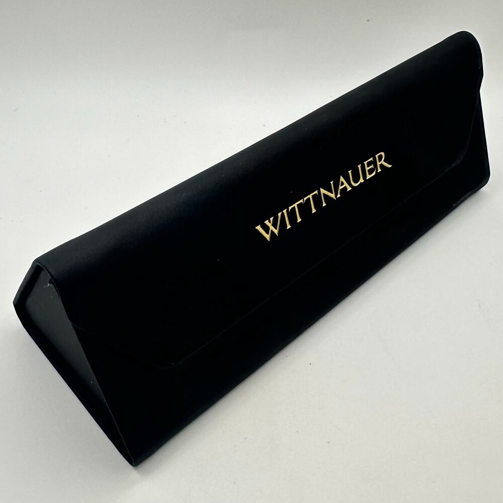 Wittnauer black velvet lined felted triangular eyeglasses sunglasses box case 1